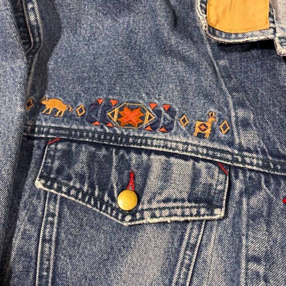 Unique 90s Embroidered Denim Jacket by Together - Picture 4 of 6